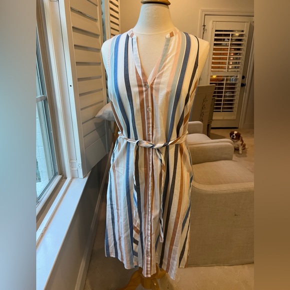 A New Day Womens Medium Striped Shift with Belted Waist-NWTs! - Picture 1 of 3
